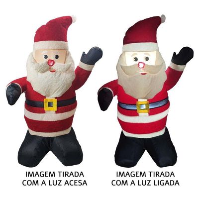 Papai Noel Inflável Iluminado Veludo Enfeite Natalino Grande Bivolt