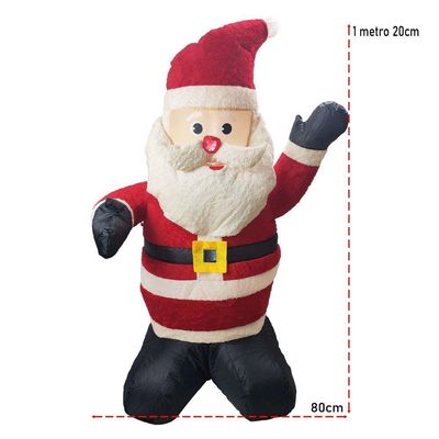 Papai Noel Inflável Iluminado Veludo Enfeite Natalino Grande Bivolt