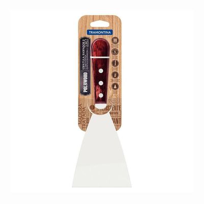 Espátula Raspador Para Chapa Lâmina Inox Cabo Madeira Polywood Vermelho 5 - Tramontina 21166175