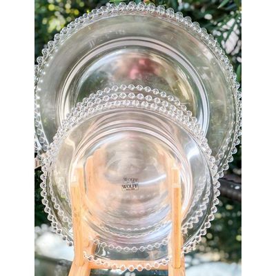 Combo Para Jantar 6 Pratos Rasos + 6 Pratos Sobremesa Pearl Bolinha Wolff Transparente