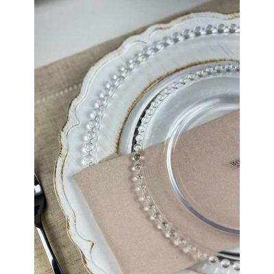 Combo Para Jantar 6 Pratos Rasos + 6 Pratos Sobremesa Pearl Bolinha Wolff Transparente