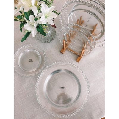 Combo Para Jantar 6 Pratos Rasos + 6 Pratos Sobremesa Pearl Bolinha Wolff Transparente