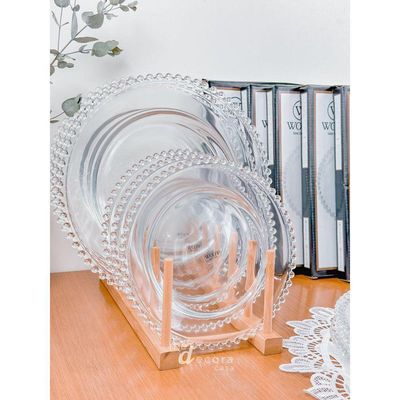Combo Para Jantar 6 Pratos Rasos + 6 Pratos Sobremesa Pearl Bolinha Wolff Transparente