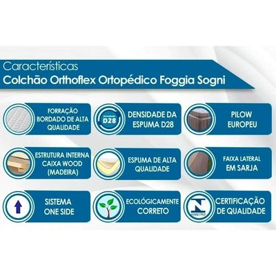 Cama Box Baú Queen: Colchão Anatômico Ortho Foggia Sogni Unic Face + Base Crc Suede Clean (158x198)