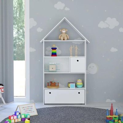 Estante Casinha Infantil Organizadora Com Nichos 2 Gavetas Candy L03 Branco - Mpozenato