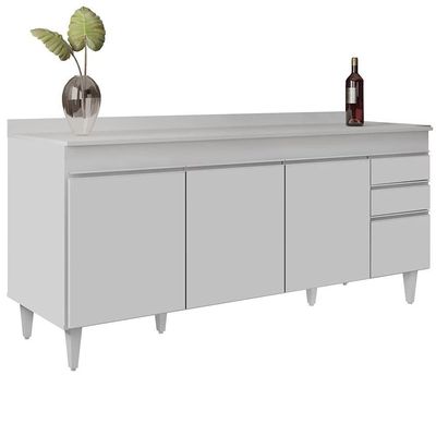 Armário De Cozinha Modulado De Canto Esquerdo 5 Peças Cp53 Balcão Com Tampo Branco - Lumil