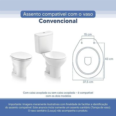 Assento Sanitário Tampa De Vaso Branco Resina Poliester Oval Convencional Para Bacia Celite