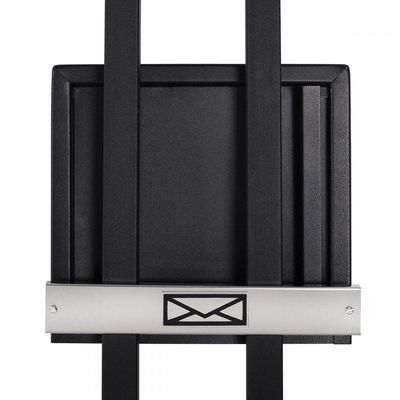 Caixa De Correio Grade Vertical Preto Fosco Tarja Inox Top Moderna