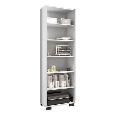 Kit 4 Gaveteiros Para Escritório Gávea Com Chave E 4 Livreiros Office Branco Fosco - Móveis Leão