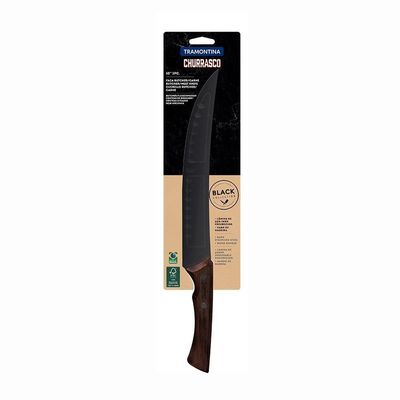 Faca Para Carne Churrasco Black Lâmina Inox Escurecido Cabo Madeira 10 - Tramontina 22841110