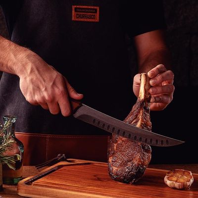 Faca Para Carne Churrasco Black Lâmina Inox Escurecido Cabo Madeira 10 - Tramontina 22841110