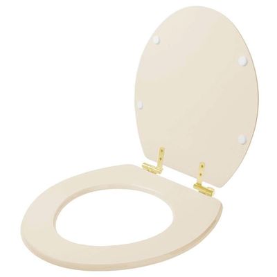 Assento Sanitário Com Fechamento Lento Izy Creme Para Vaso Deca Com Ferragem Dourada
