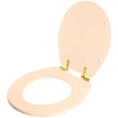 Assento Sanitário Com Amortecedor Ravena Rosa Floral Para Vaso Deca Com Ferragem Dourada