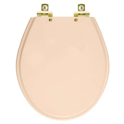 Assento Sanitário Com Amortecedor Ravena Rosa Floral Para Vaso Deca Com Ferragem Dourada