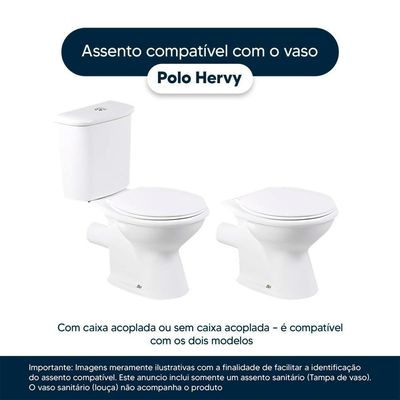 Assento Sanitário Soft Close Polo Marfim Para Vaso Hervy Com Ferragem Dourada