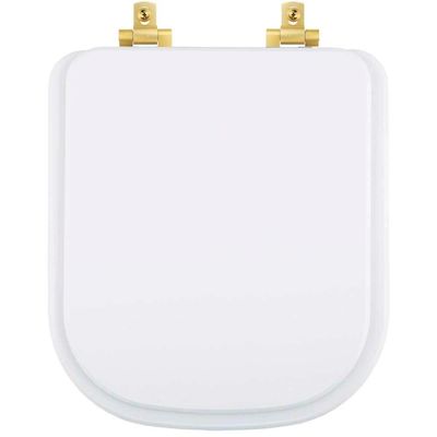 Tampa De Vaso Laqueado Com Amortecedor Piano Branco Para Bacia Deca Com Ferragem Dourada
