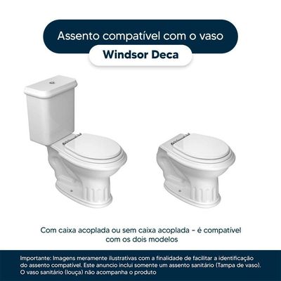 Assento Sanitário Soft Close Windsor Branco Para Vaso Deca Com Ferragem Dourada