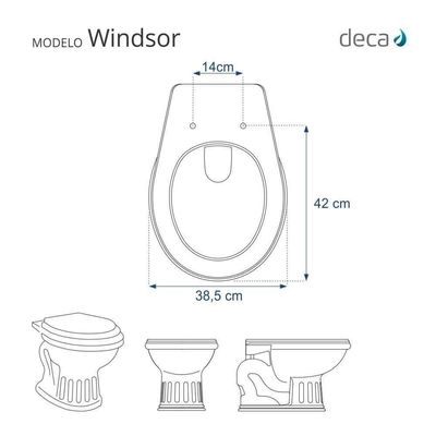 Assento Sanitário Soft Close Windsor Branco Para Vaso Deca Com Ferragem Dourada