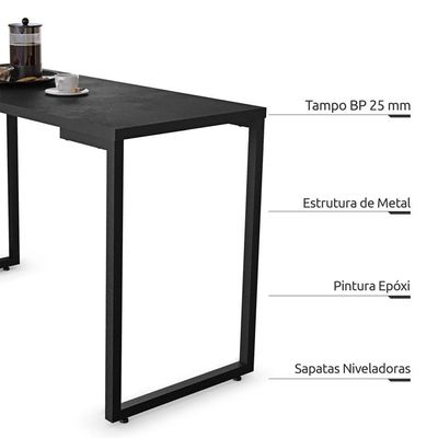 Mesa De Cozinha Bistrô Porto Preto 90cm Com 2 Banquetas Industriais Maviê Branco-preto - Mpozenato