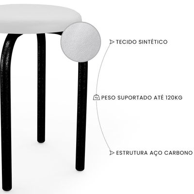 Mesa De Cozinha Bistrô Porto Preto 90cm Com 2 Banquetas Industriais Maviê Branco-preto - Mpozenato