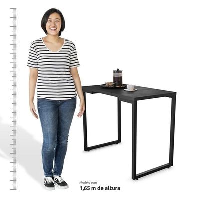 Mesa De Cozinha Bistrô Porto Preto 90cm Com 2 Banquetas Industriais Maviê Branco-preto - Mpozenato