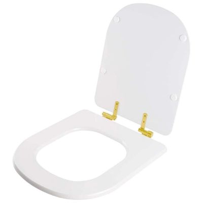 Assento Sanitário Com Fechamento Lento Flox Branco Para Vaso Fiori Com Ferragem Dourada
