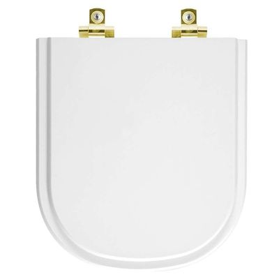 Assento Sanitário Com Fechamento Lento Flox Branco Para Vaso Fiori Com Ferragem Dourada