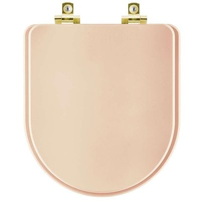 Assento Sanitário Soft Close Carrara Rosa Floral Para Vaso Deca Com Ferragem Dourada