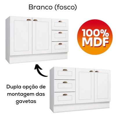 Cozinha Modulada 5 Pecas 280cm Ce379 Americana Branco Nature Henn Branco Nature