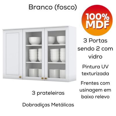 Cozinha Modulada 5 Pecas 280cm Ce379 Americana Branco Nature Henn Branco Nature