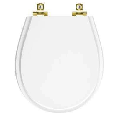 Assento Sanitário Soft Close Avalon Branco Para Vaso Ideal Standard Com Ferragem Dourada
