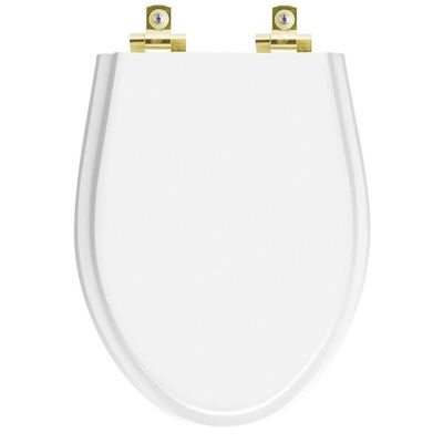 Assento Sanitário Com Fechamento Lento Absolute Branco Para Vaso Ideal Standard Com Ferragem Dourada