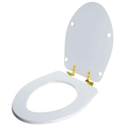 Assento Sanitário Com Fechamento Lento Absolute Branco Para Vaso Ideal Standard Com Ferragem Dourada