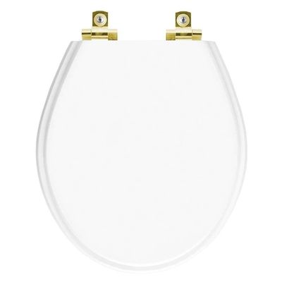 Assento Sanitário Com Fechamento Lento Carina Branco Para Vaso Ideal Standard Com Ferragem Dourada