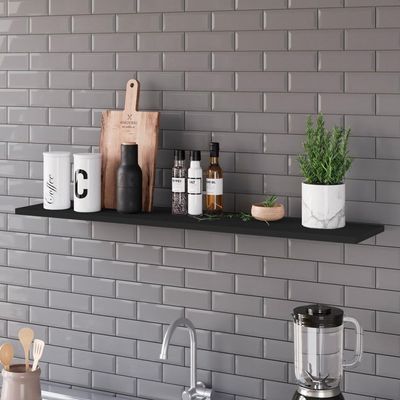 Prateleira Flutuante Para Cozinha Kit 2 Com Suporte Invisível Cp1 Yara Preto - Lumil