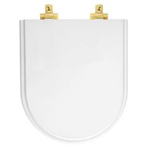 Assento Sanitário Mdf Soft Close Level Branco Para Vaso Deca Com Ferragem Dourada