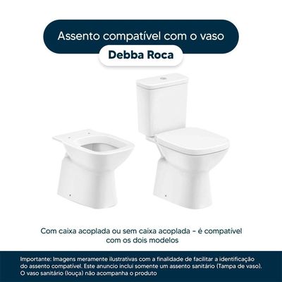 Assento Sanitário Com Fechamento Lento Debba Branco Para Vaso Roca Com Ferragem Dourada