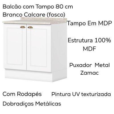 Armario Aereo E Balcao 80 Cm Americana Branco Calcare Henn