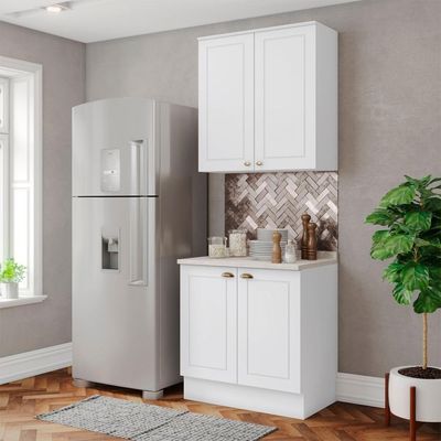 Armario Aereo E Balcao 80 Cm Americana Branco Calcare Henn