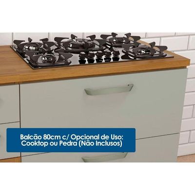 Cozinha Modulada Completa Princesa 4 Peças 1 Aéreo + 2 Balcões + 1 Paneleiro C6p59 Freijó Grafite