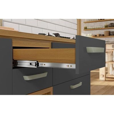Cozinha Modulada Completa Princesa 4 Peças 1 Aéreo + 2 Balcões + 1 Paneleiro C6p59 Freijó Grafite