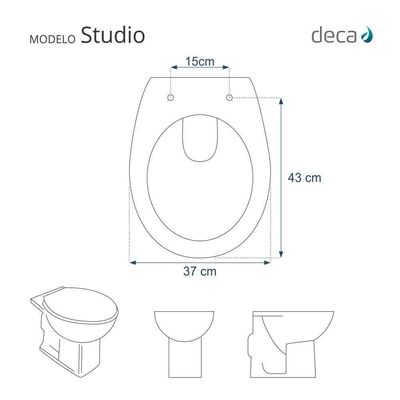 Assento Sanitário Poliéster Studio Branco Para Vaso Deca