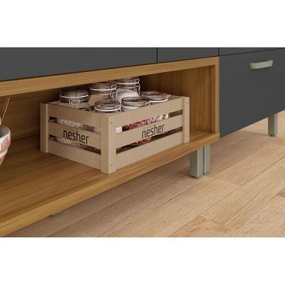 Kit Cozinha Modulada 4 Peças Princesa 1 Aéreo + 2 Balcões + 1 Paneleiro C6p65 Freijó Off White