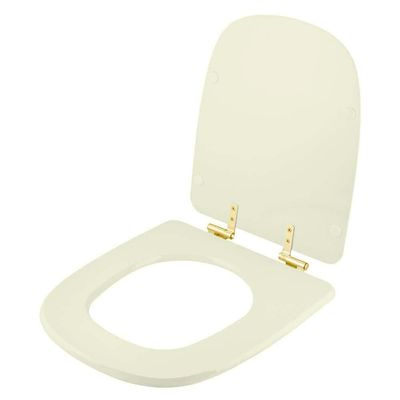 Assento Sanitário Soft Close Ibiza Biscuit Para Vaso Incepa Com Ferragem Dourada