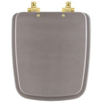 Tampa De Vaso Mdf Com Amortecedor Boss Stone (cinza Fosco) Para Bacia Incepa Com Ferragem Dourada