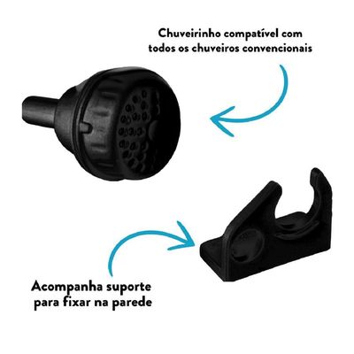 Mangueira Para Chuveiro 2,10m Universal Preta - Sintex