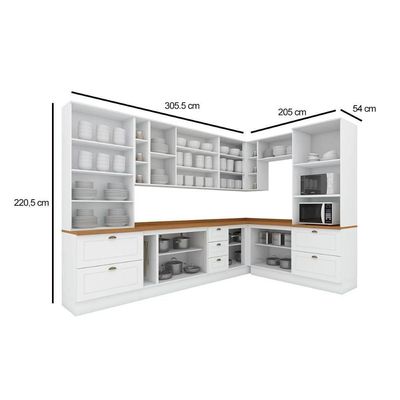 Cozinha Completa 14 Peças Americana 1 4 Aéreos 4 Balcões 2 Paneleiros 4 Complementos C5p58 Branco