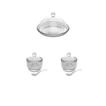 Kit Queijeira + 2 Potes Vidro Pearl Bolinha Wolff