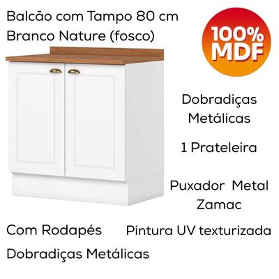 Armario Aereo E Balcao 80cm Americana Branco Nature Henn