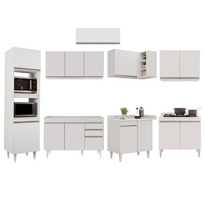 Armário De Cozinha Modulada De Canto 8 Peças Cp01 Balcão Branco - Lumil